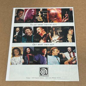 AMPEG AMPS - Sheehan /Rex /Sixx /Beers /McVie /Pinnick / Winger - 1995 Print Ad